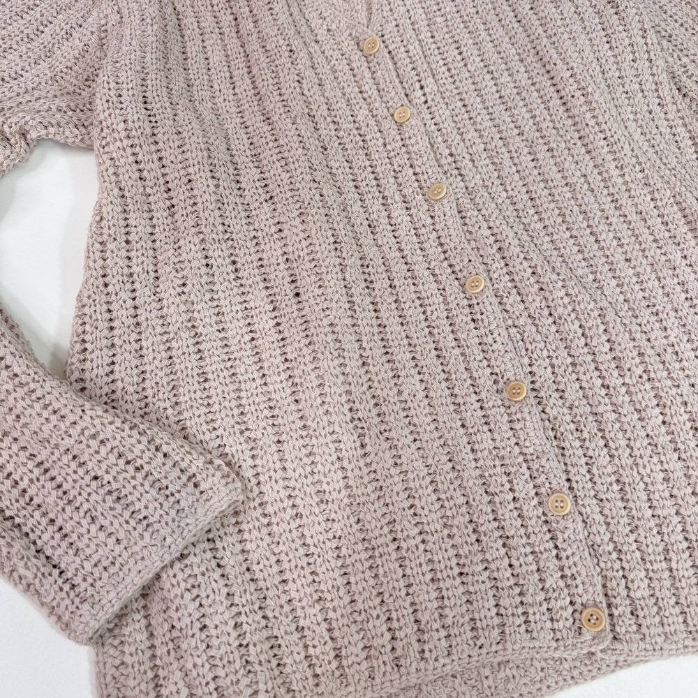 Finity Naturals Sweater Womens Small Beige Button Front Wool Blend Knit Cardigan - Picture 2 of 8